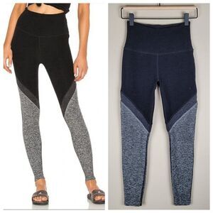 Beyond Yoga Tri-Panel Spacedye High Waisted Midi Legging Black Gray Size S
